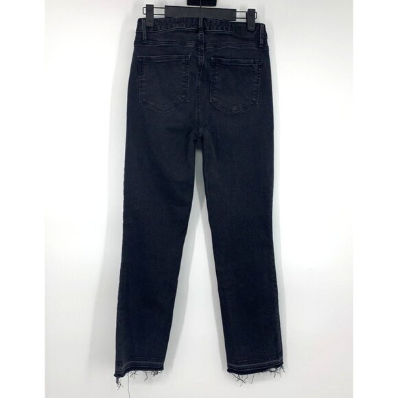 Paige Denim Jeans Cindy High Rise Straight Distressed Black Denim - Picture 8 of 12